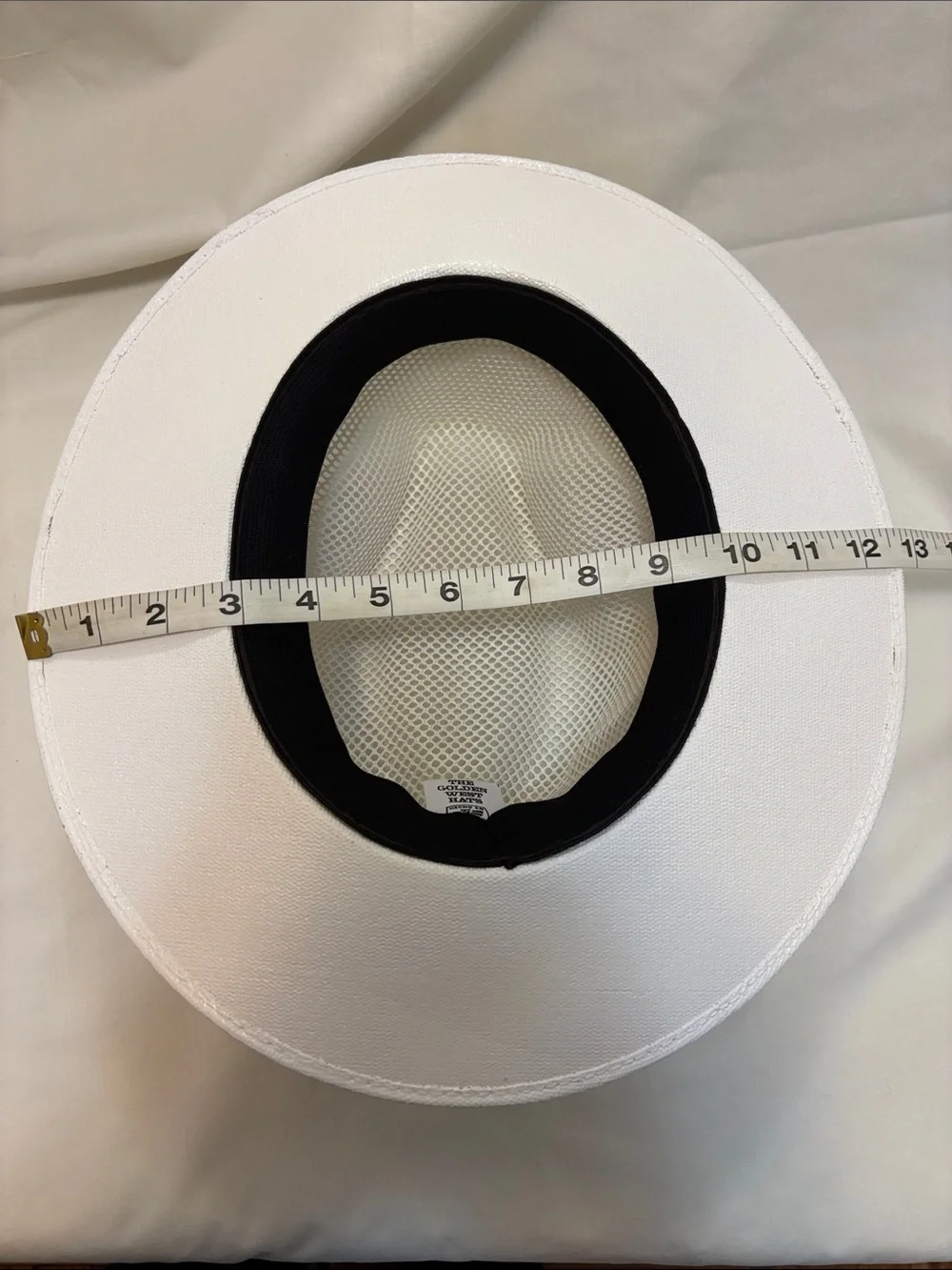 White Mesh Fedora Hat with Contrast Band